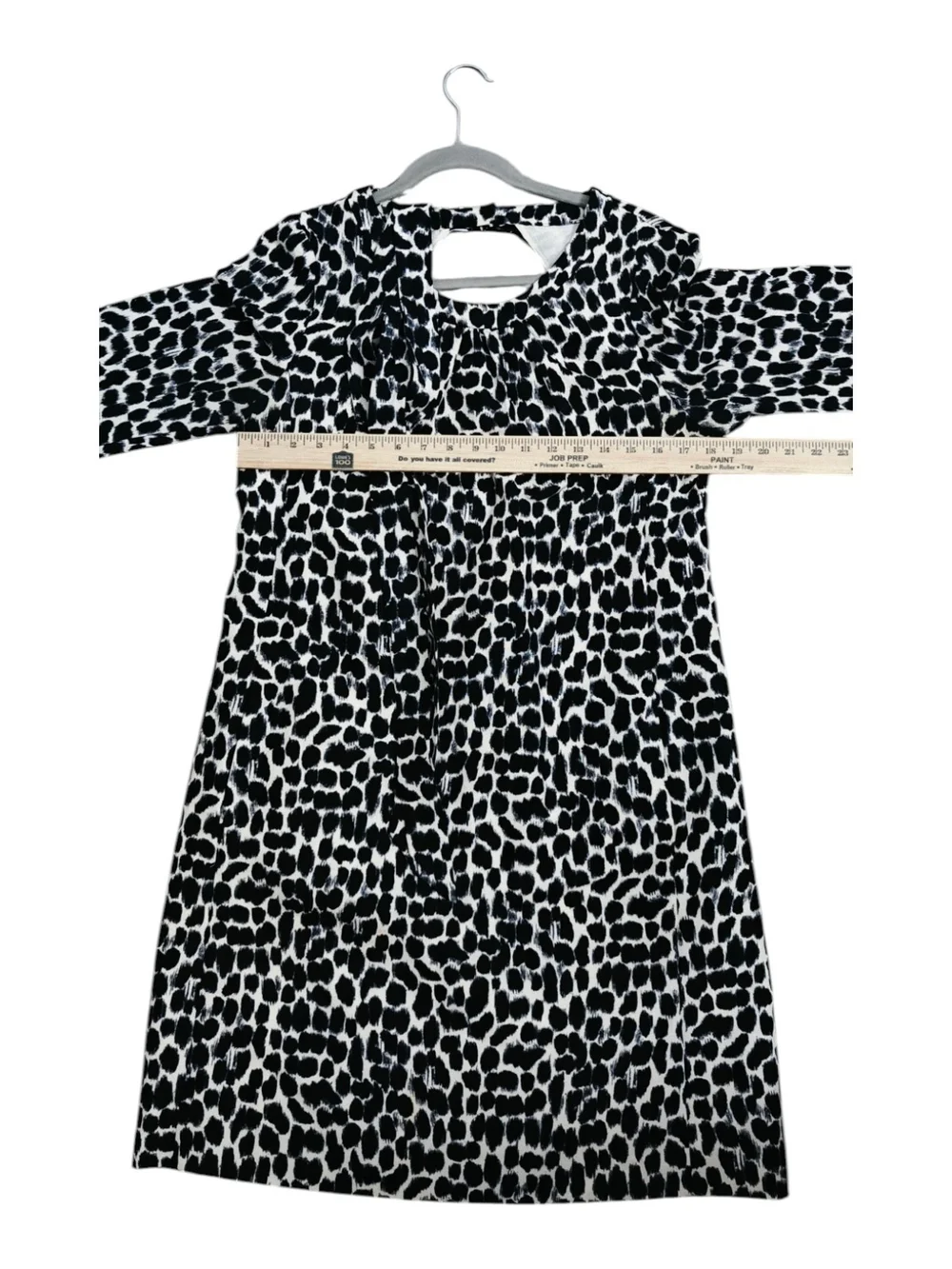kate spade Black and White Leopard Print Long Sleeve Shift Dress